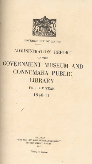 Cover Page of the Administrations Report published for the period 1940-42 by the British 