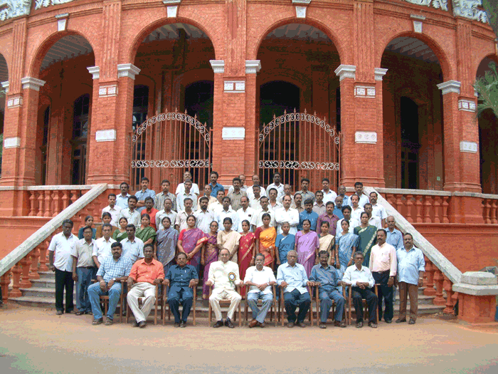 Happy faces of the staff and team members of the Government Museum, Chennai at the end of the grand final on 19.06.2003 in front of the newly conserved Museum Theatre.